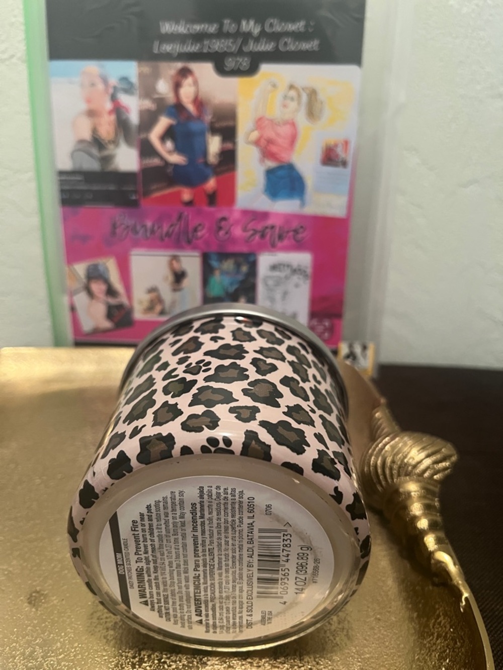 #1903: Dog Mom Scented Candle W/ Silver Tape Measure with Leopard - Picture 6 of 13